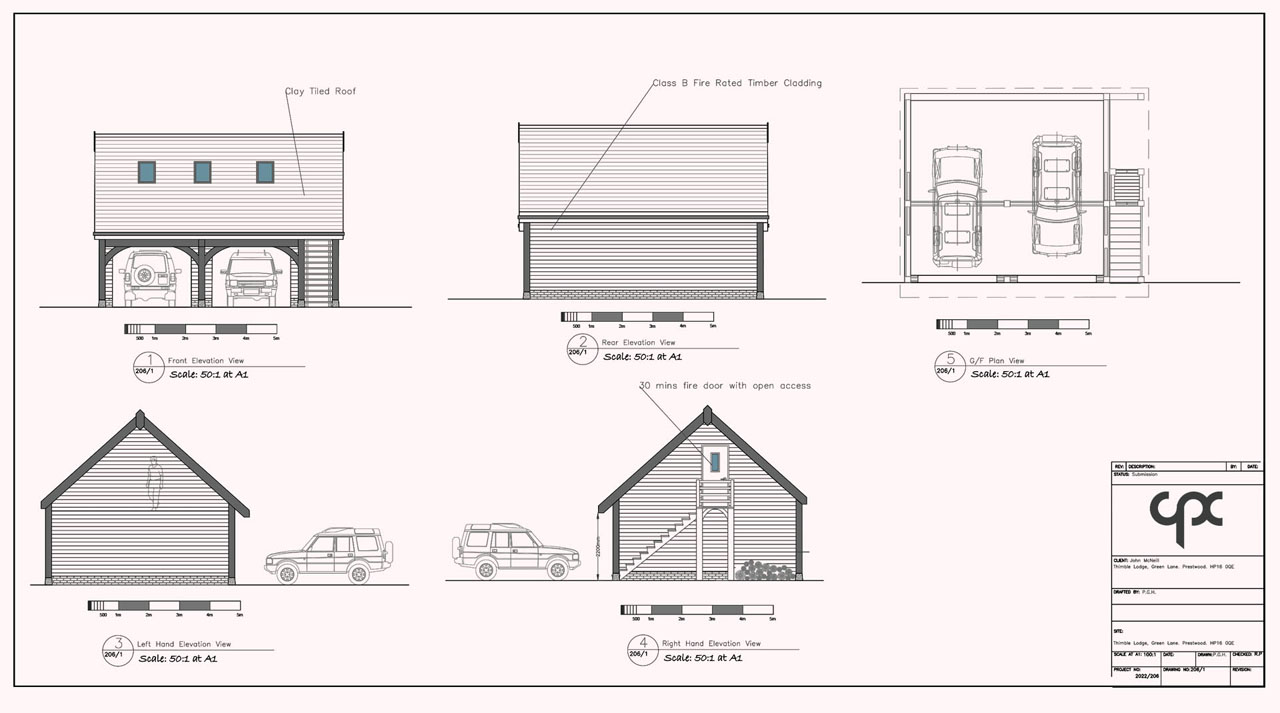 and building design of a new garage and office in Great Missenden, Buckinghamshire.